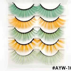 NWOT Set of 5 Green & Yellow Lashes